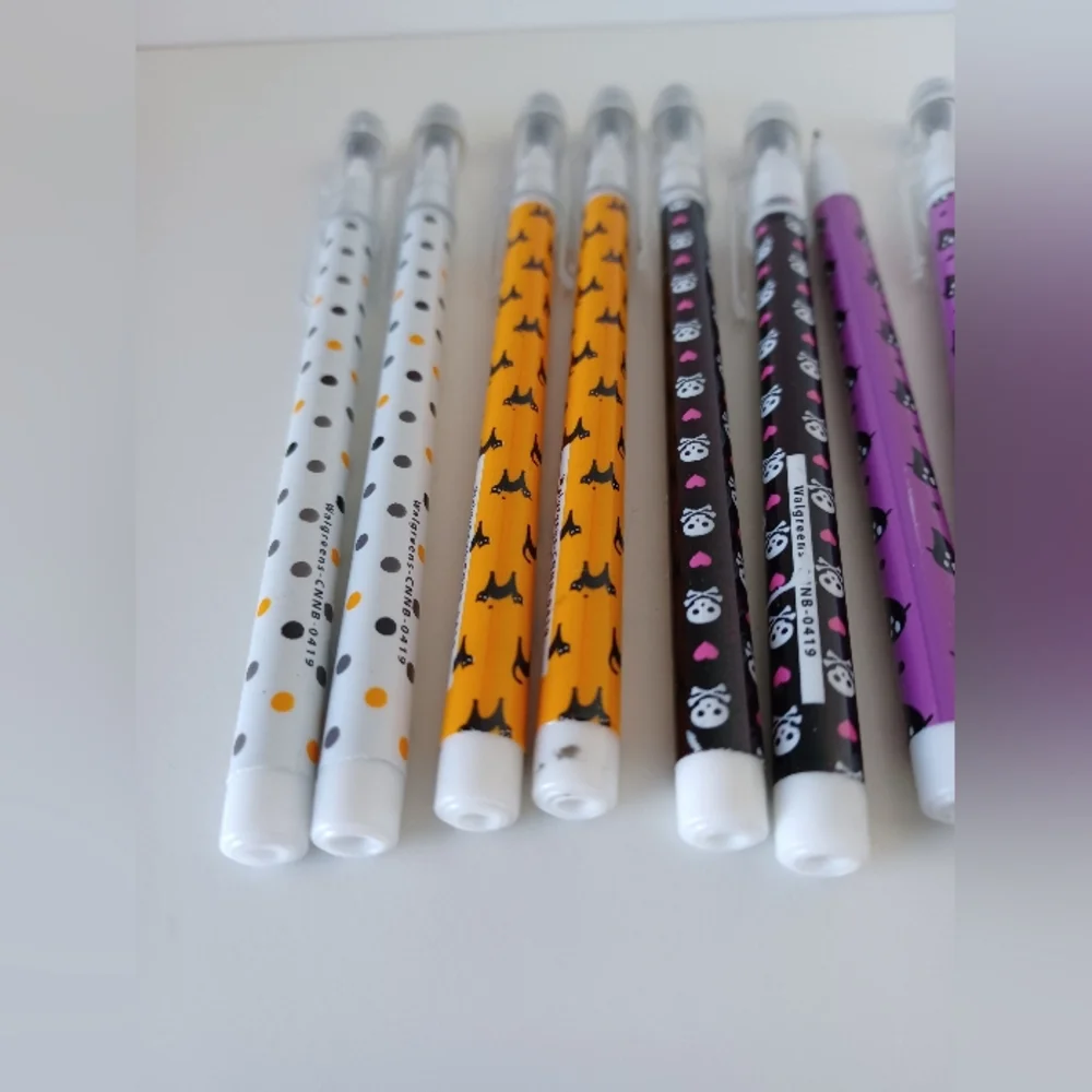 Halloween‎ Mechanical Pencil Set 8pc Black Cat Skull Ghost Polka Dot